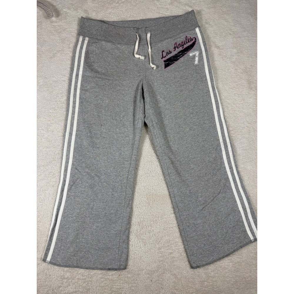 Mossimo Sweatpants Womens L Gray Good Los Angeles Side Stripe Y2K Wide Leg Capri